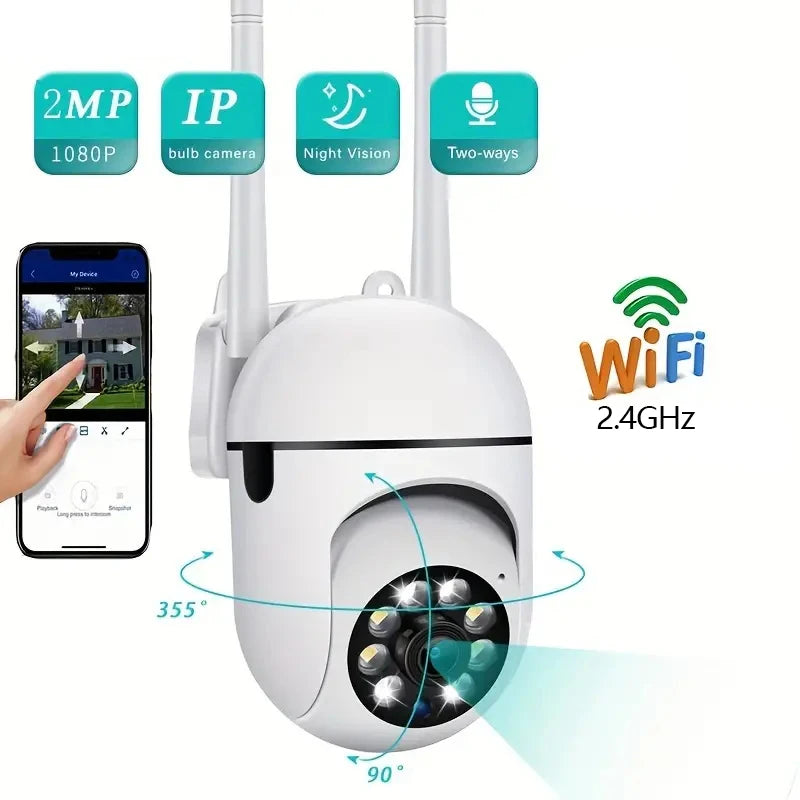 Câmera de Monitoramento Sem Fio A7 360° com Intercomunicador - Segurança Residencial 1080P