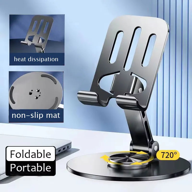 Suporte para Celular em Alumínio com Rotação 360° - Design Dobrável e Estável
