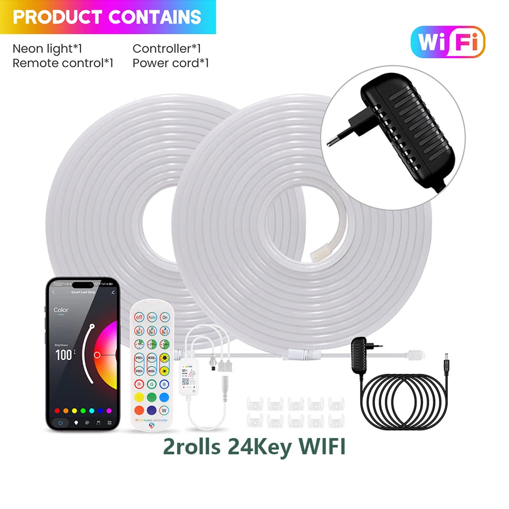 Fita de LED Neon RGB WiFi Bluetooth - 5m, 10m, 20m e 30m