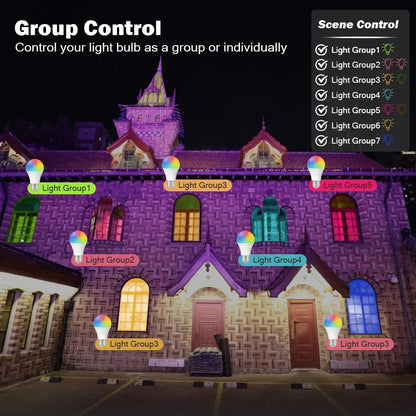 Lâmpada Inteligente RGB Dimmable Tuya - Conectividade Wi-Fi e Compatível com Alexa e Google Home