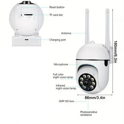 Câmera de Monitoramento Sem Fio A7 360° com Intercomunicador - Segurança Residencial 1080P
