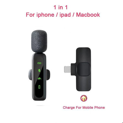 Microfone Lavalier Sem Fio com Bateria Recarregável de 80mAh - Ideal para Streaming, Vlogs e Gravações de Voz