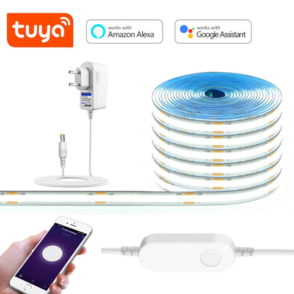 Fita de LED COB 24V com Controle WiFi Tuya - 3M, 5M e 10M