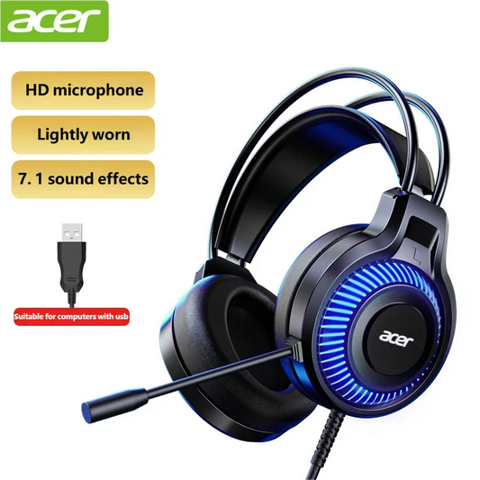 Fone de Ouvido Gamer Acer OHW303 com Microfone - 7.1 Surround, LED e Bass Potente