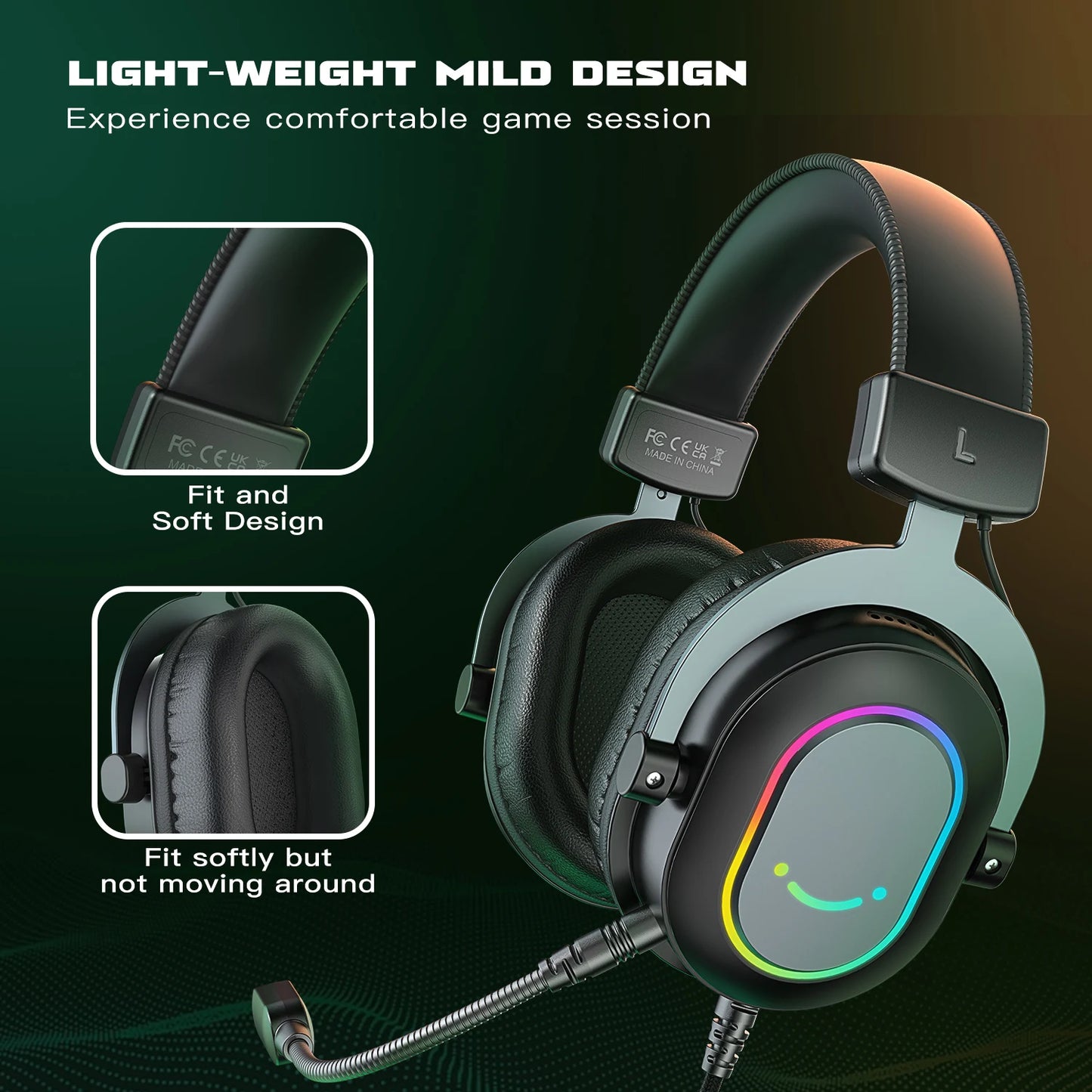 Headset Gamer FIFINE USB com Som Surround 7.1 e Controle de Linha