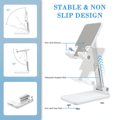 Suporte para Celular Ajustável com Ângulo e Altura Reguláveis - Ideal para Mesa