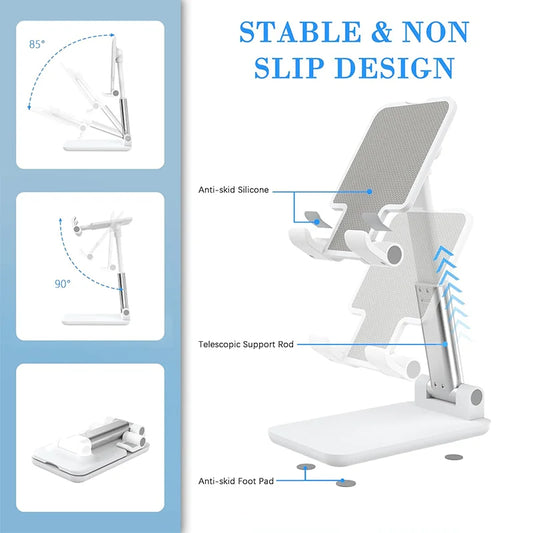 Suporte para Celular Ajustável com Ângulo e Altura Reguláveis - Ideal para Mesa