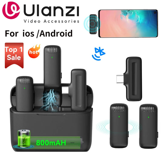 Microfone Lavalier Sem Fio Ulanzi J12 - Captura de Áudio Profissional para Smartphone
