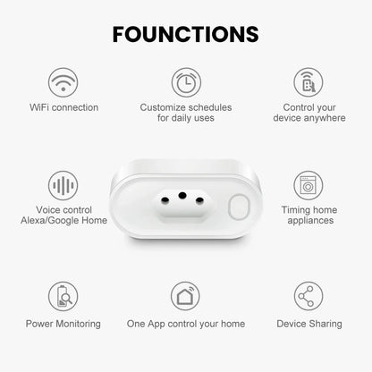Adaptador de Tomada Inteligente Tuya 16A com Monitoramento de Energia