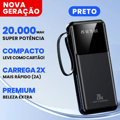 Power Bank 20000mAh: Carregador Portátil Rápido com Design Estético Favo de Mel