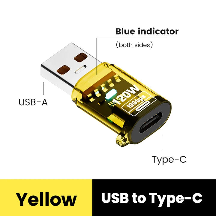 Adaptador OTG Type C para USB A 120W - Carregamento Rápido para iPhone 15/16, MacBook e iPad