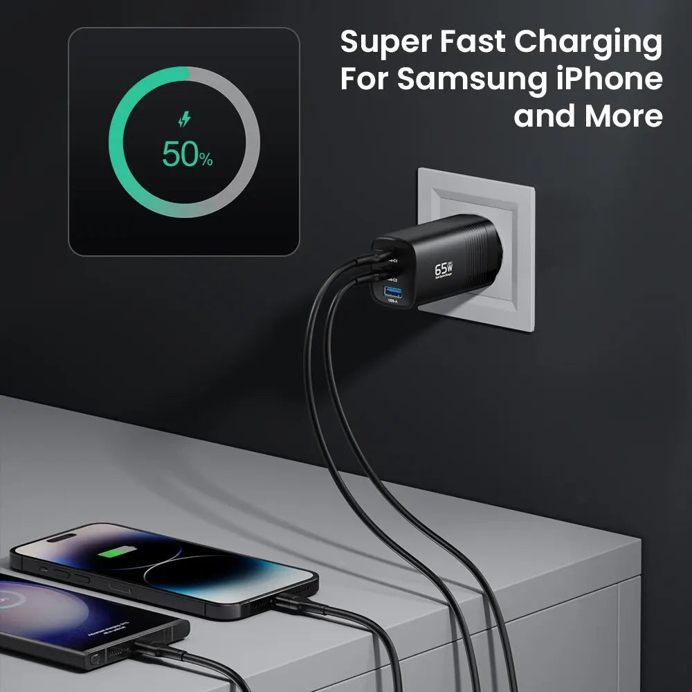 Carregador ASOMETECH GaN USB Type C 65W - Potência e Versatilidade para Seus Dispositivos