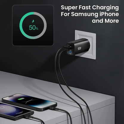 Carregador ASOMETECH GaN USB Type C 65W - Potência e Versatilidade para Seus Dispositivos