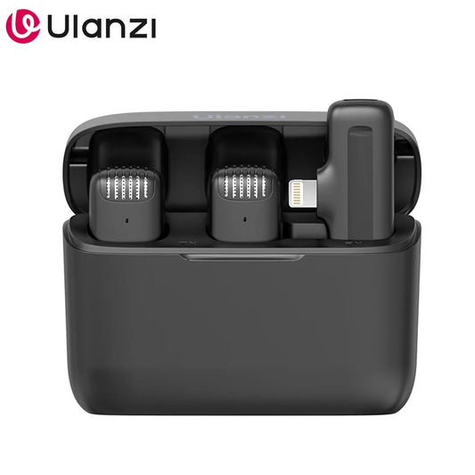 Microfone Lavalier Sem Fio ULANZI para iPhone 17 e 16 e iPad - Microfone 2 em 1 com Estojo de Carregamento