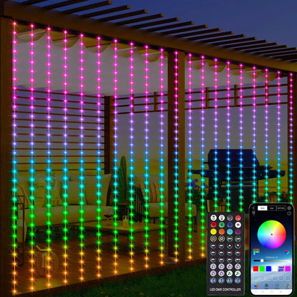 Cortina de Luzes LED RGB 3M com Controle APP - Decoração Natalina e Festiva