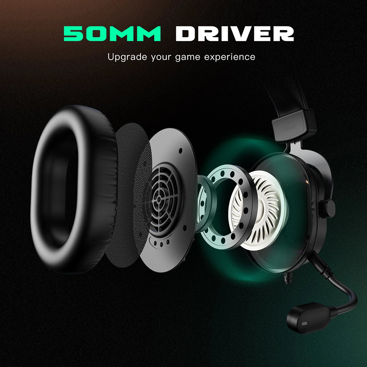 Fone de Ouvido Gamer Fifine RGB com Microfone - Som Surround 7.1