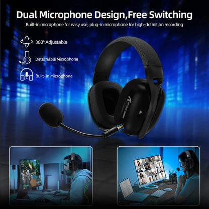 Fone de Ouvido Gamer Wireless Attack Shark L80PRO - Conectividade 2.4G/BT/Com Fio