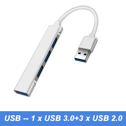 Hub USB 3.0 Type C - Adaptador Multi Splitter com 4 Portas