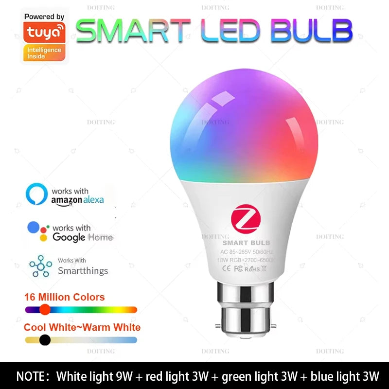Lâmpada Inteligente Zigbee 3.0 E27/B22 - Controle por Voz com Alexa e Google Home