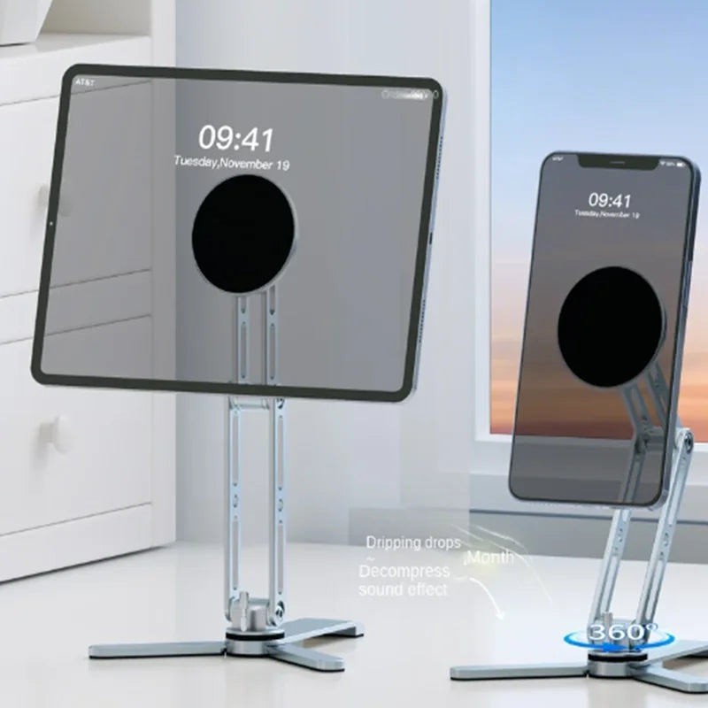 Suporte Magnético para Tablet com Tripé para Selfie - Rotação 360° e Dobrável
