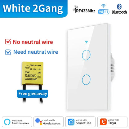 Interruptor Inteligente TNCE Tuya WiFi+Bluetooth/Zigbee - Sem Fio Neutro