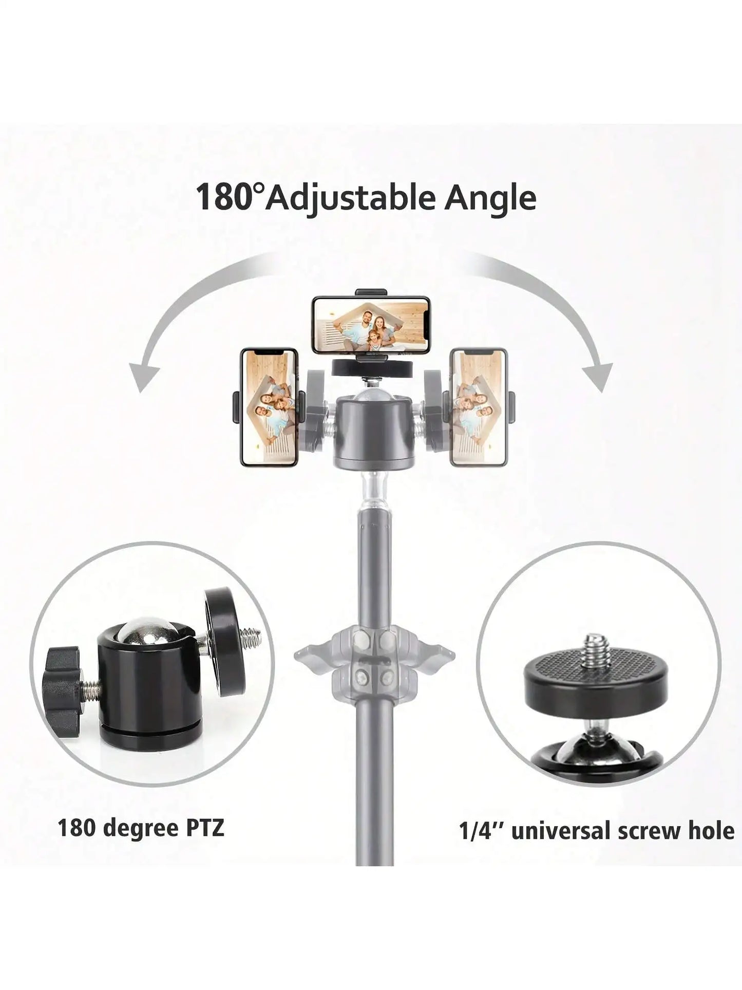 Tripé Multifuncional de 63 Polegadas com Suporte para Celular e Tripé Dobrável