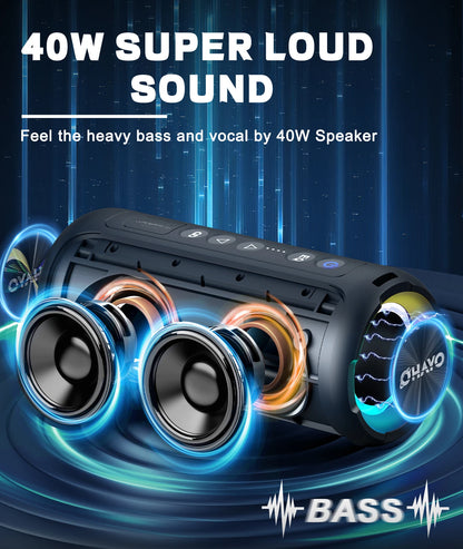 Caixa de Som Ortizan Bluetooth 40W com Bass Potente - À Prova d'Água IP7