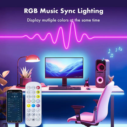 Fita de LED Neon TUYA 5V com Controle por App e Sincronização Musical
