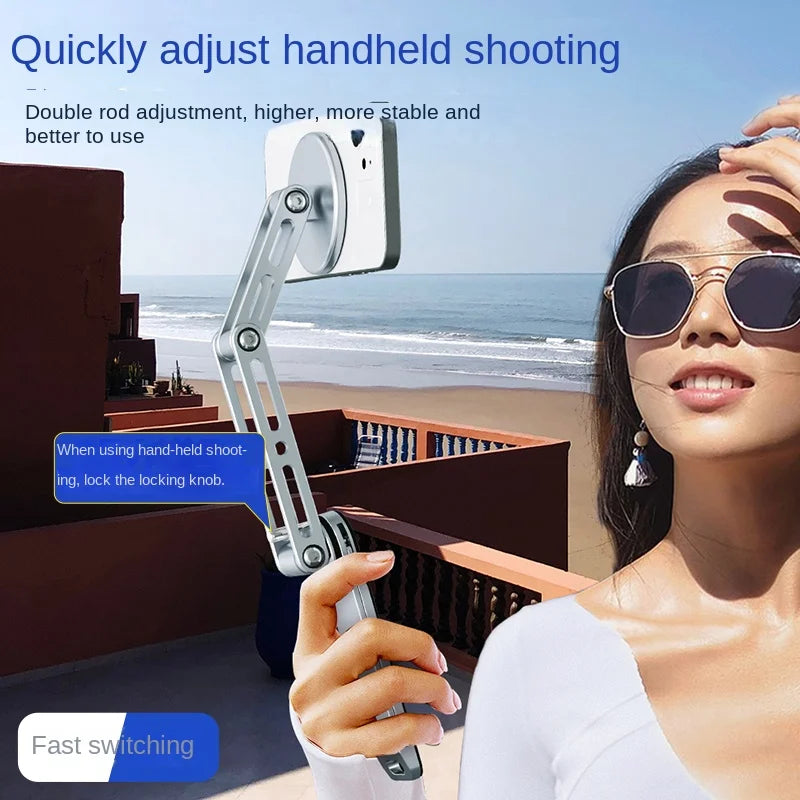 Suporte Magnético para Tablet com Tripé para Selfie - Rotação 360° e Dobrável