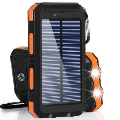 Carregador Portátil Solar à Prova d'Água com Luz de Camping para Aventura e Emergências