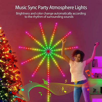 Fita de Luz LED RGBIC Firework com Controle por APP Bluetooth - Iluminação Neon para Decoração de Quarto