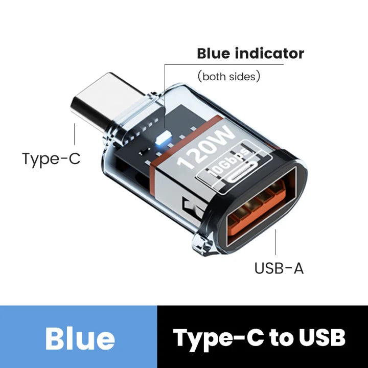Adaptador OTG Type C para USB A 120W - Carregamento Rápido para iPhone 15/16, MacBook e iPad