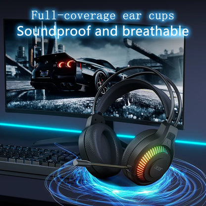Fone de Ouvido Gamer Acer OHW303 com Microfone - 7.1 Surround, LED e Bass Potente