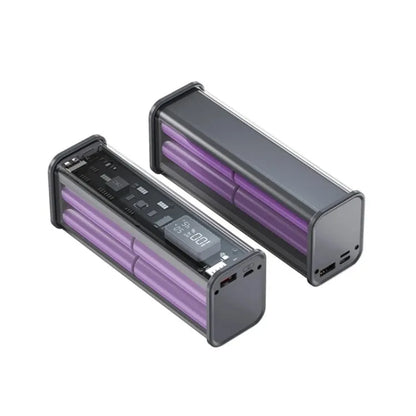 Carregador de Bateria DIY 22.5W - Caixa Transparente com Carregamento Rápido PD para 8 Baterias 18650 de Polímero 20000mAh