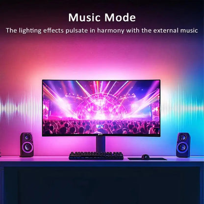 Fita LED USB para PC com Sincronização Musical - Iluminação RGBIC para Monitor