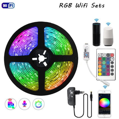 Fita de LED Auto-Adesiva 12V RGB com Wi-Fi e Bluetooth - 5M, 15M e 20M