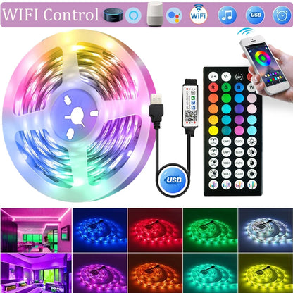 Fita de LED Tuya WiFi RGB 5050 - Iluminação Inteligente para Ambientes