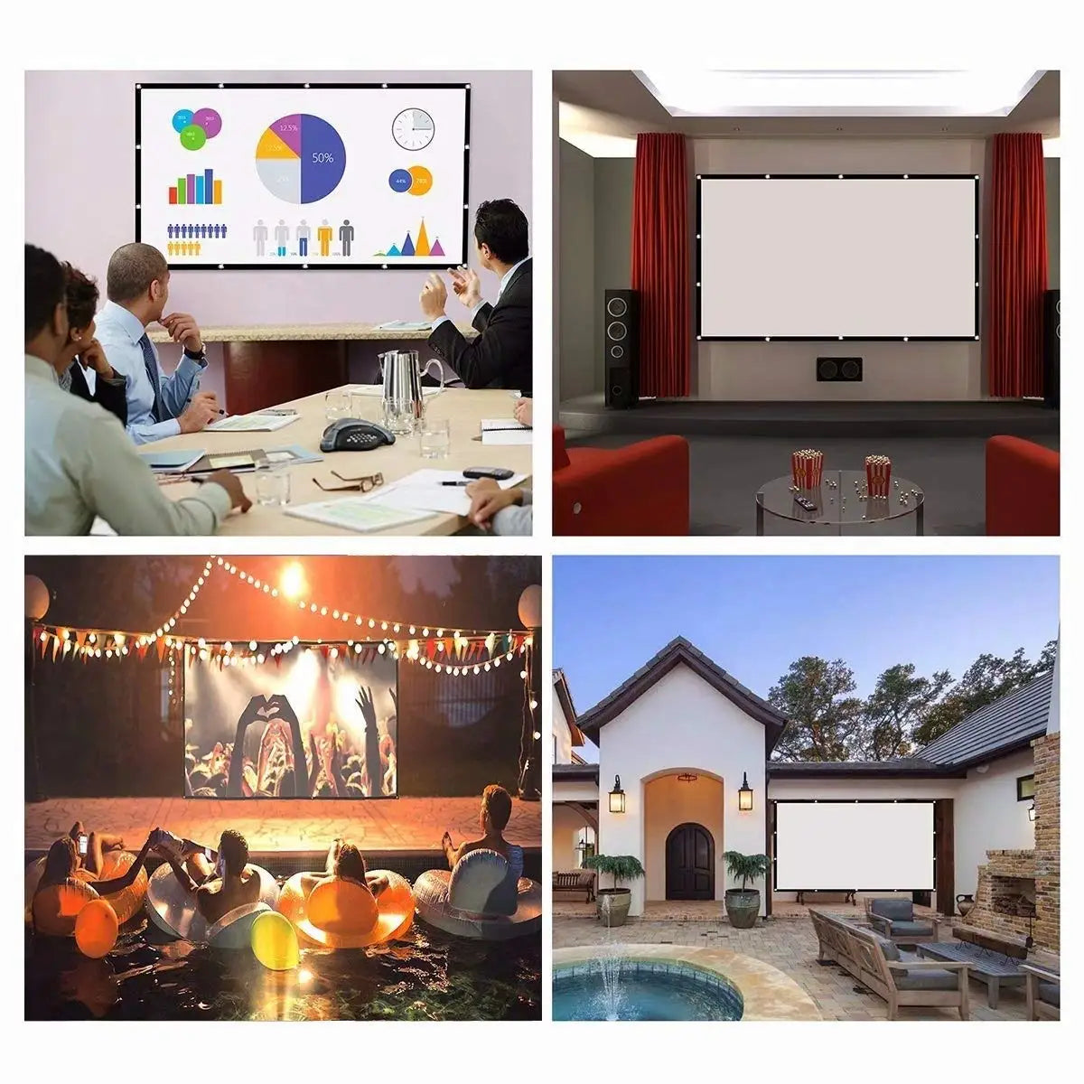 Tela de Projeção Dobrável 60" a 150" - 16:9 para Home Theater