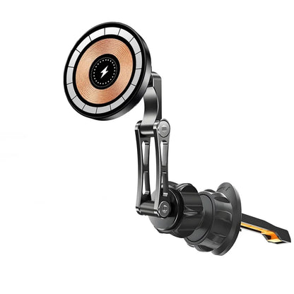 Carregador Sem Fio Magnético 15W com Suporte Dobrável e Rotação 360° para iPhone e Samsung