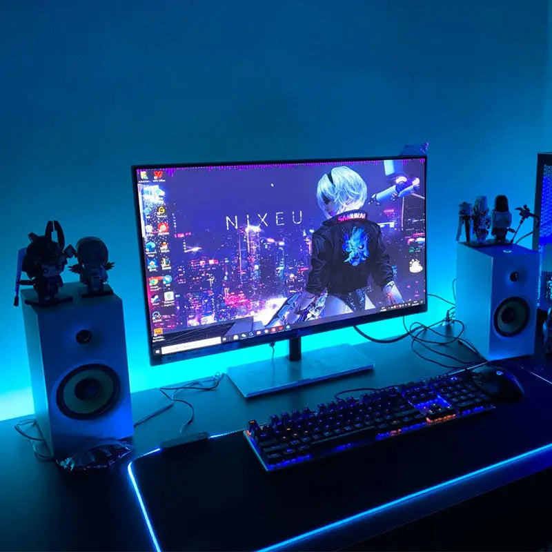 Fita LED USB para PC com Sincronização Musical - Iluminação RGBIC para Monitor