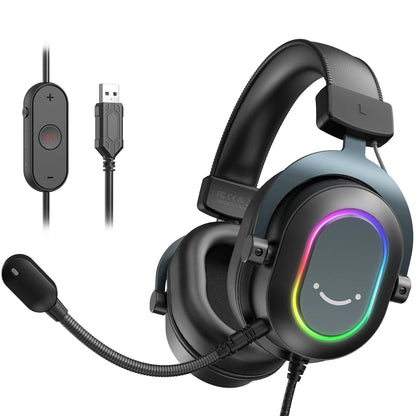 Fone de Ouvido Gamer Fifine H6 com RGB e Microfone - Som Surround 7.1