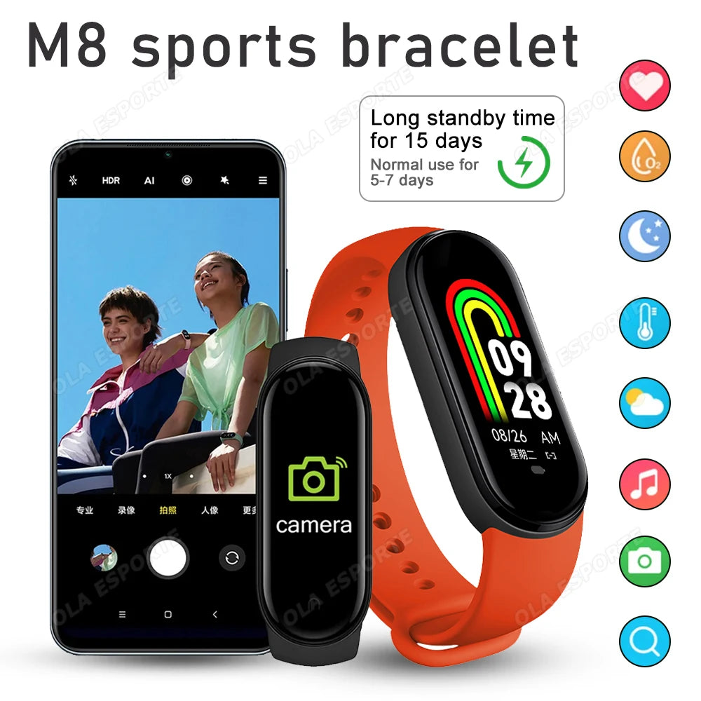 Pulseira Esportiva M8 - Monitore Seu Desempenho com Estilo