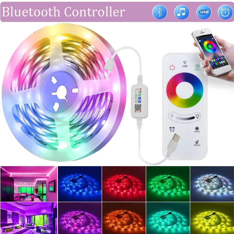Fita de LED Tuya WiFi RGB 5050 - Iluminação Inteligente para Ambientes