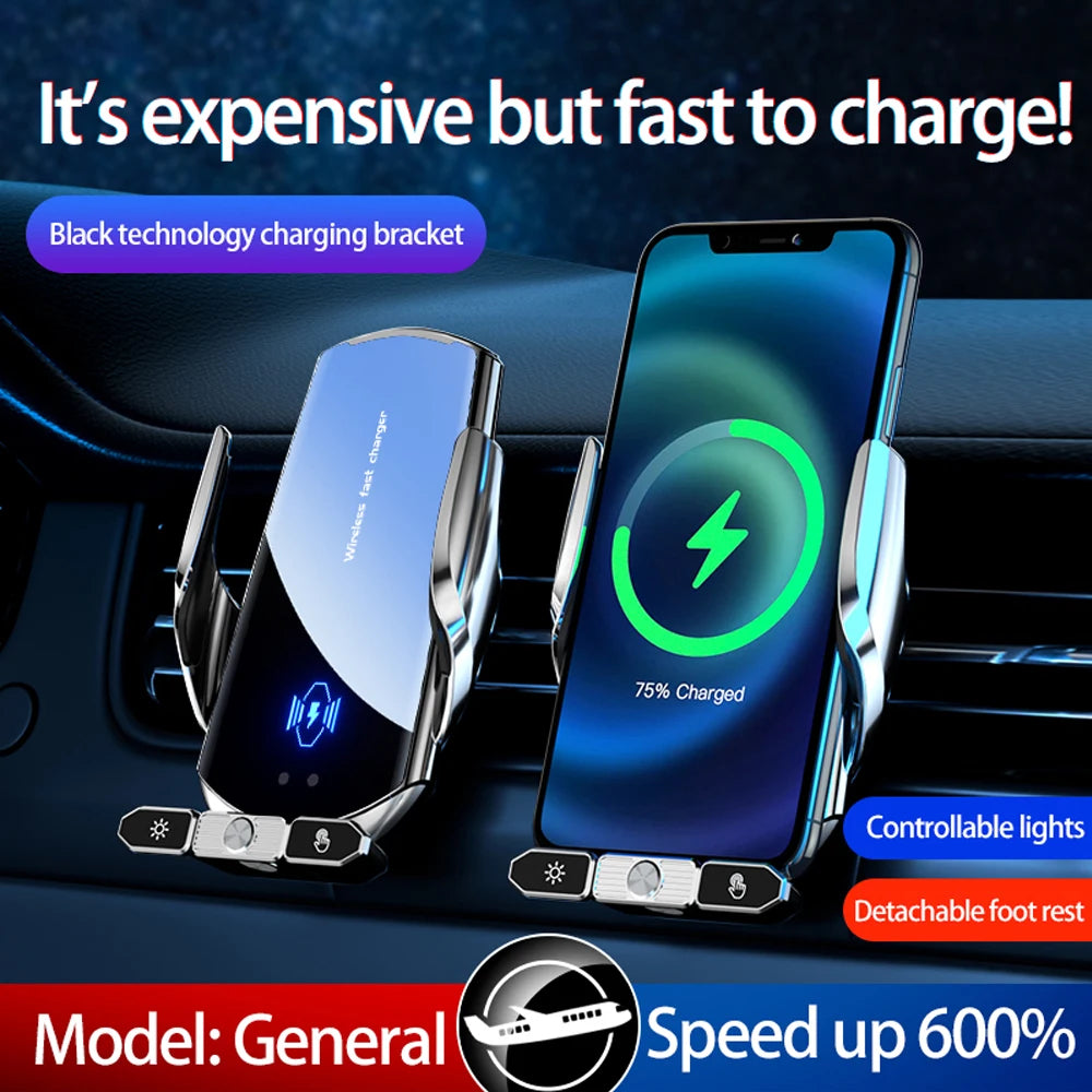 Carregador Sem Fio 15W para Carro - Suporte Magnético 3 em 1 para iPhone e Samsung