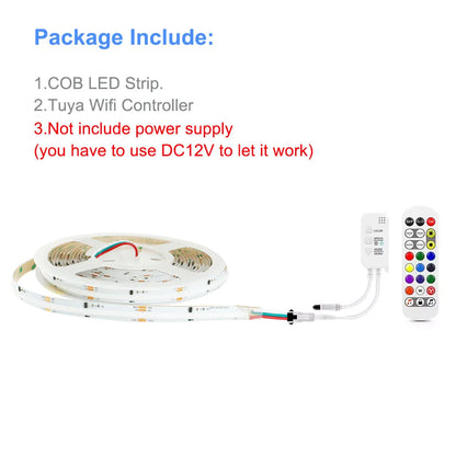Fita de LED RGB Endereçável WS2811 IC COB com Controle APP Tuya