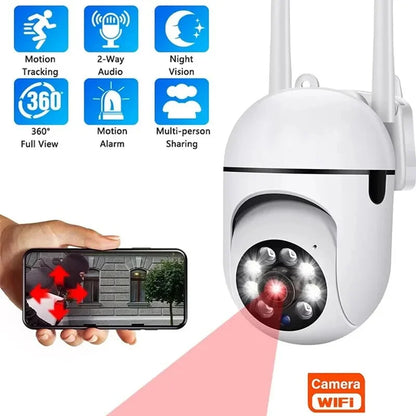 Câmera de Monitoramento Sem Fio A7 360° com Intercomunicador - Segurança Residencial 1080P