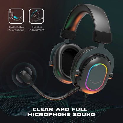 Fone de Ouvido Gamer Fifine RGB com Microfone - Som Surround 7.1