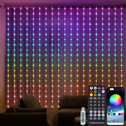Cortina de Luzes LED RGB 3M com Controle APP - Decoração Natalina e Festiva