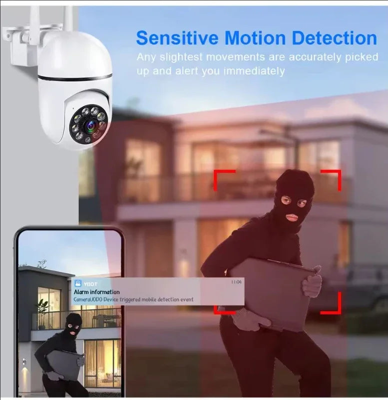 Câmera de Segurança A7 1080P WiFi - Vigilância Externa com Zoom Digital 4X