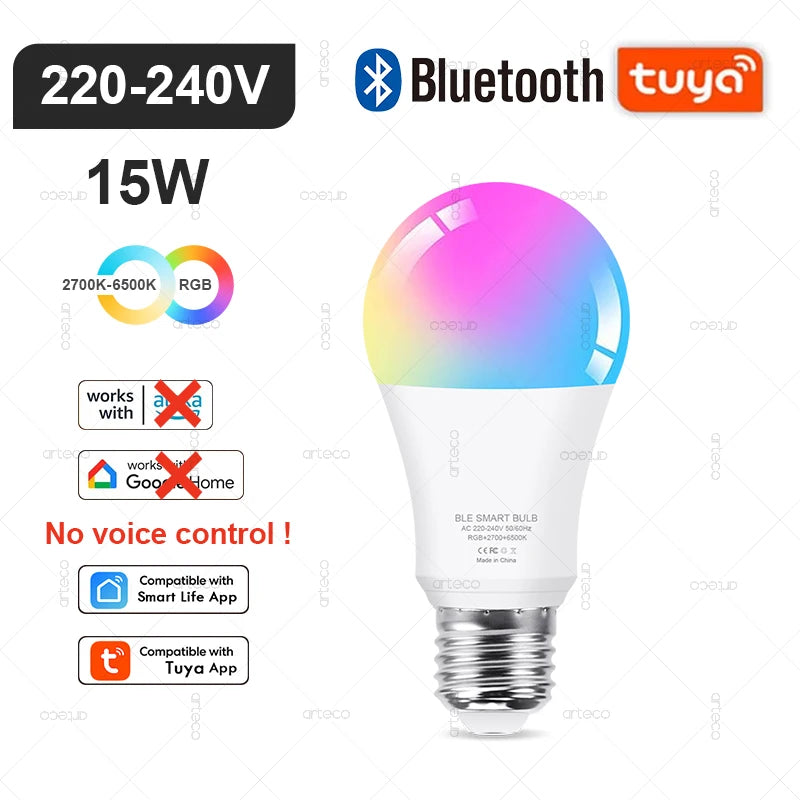 Lâmpada Inteligente Tuya E27 E14 GU10 WiFi Zigbee Bluetooth - LED Dimmable RGB 2700-6500K